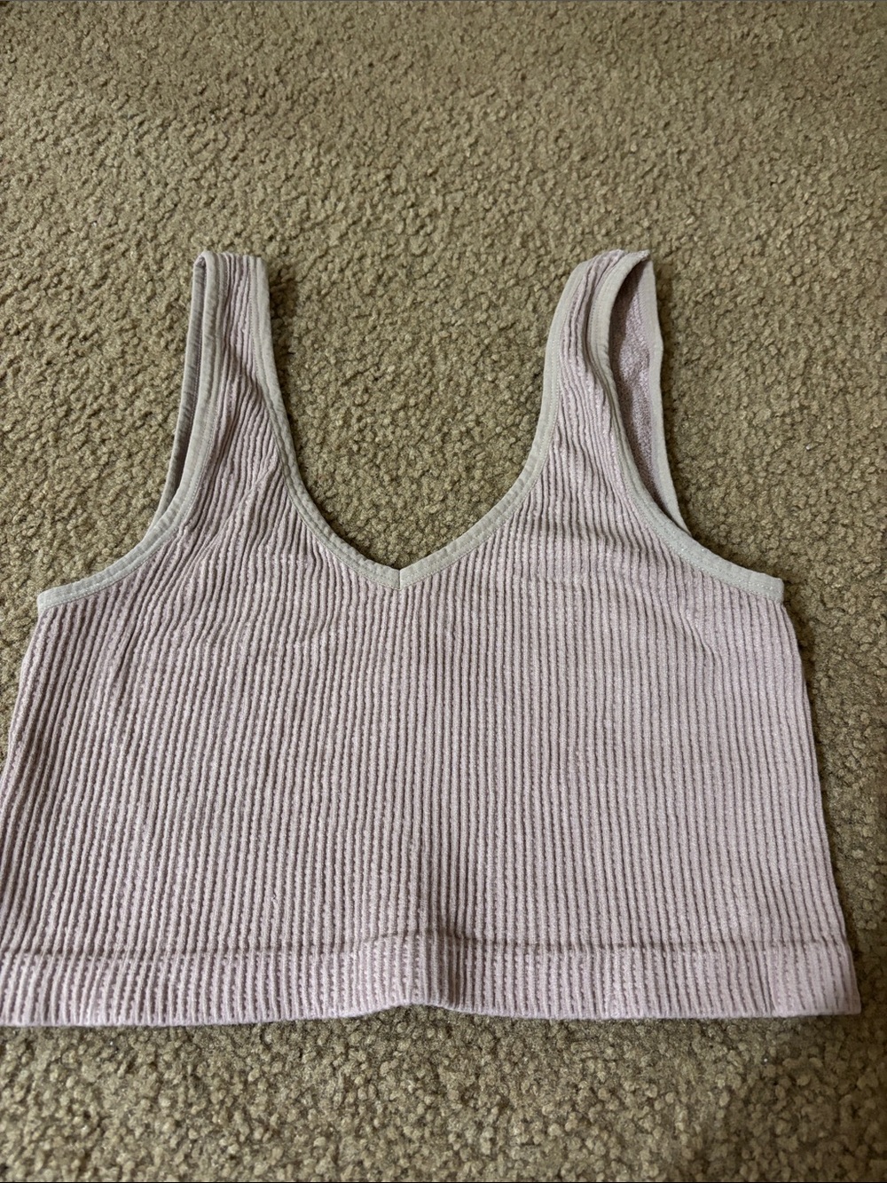 Forever 21 Ribbed V-Neck Crop Tank - Light Lavender